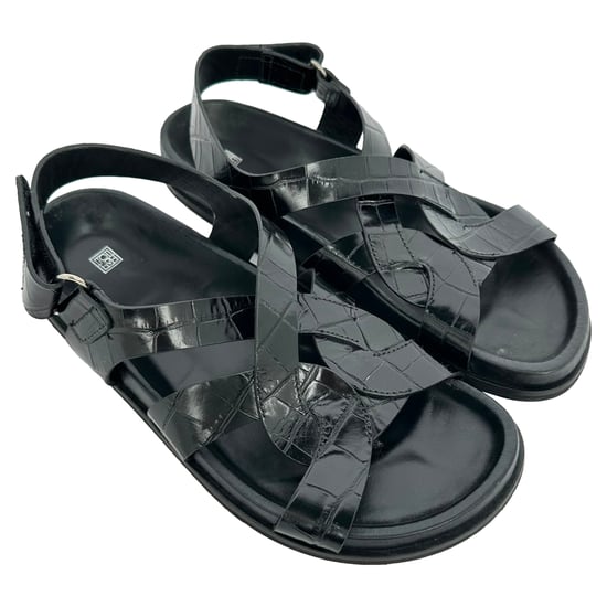 Toteme Slingback-Sandalen aus Leder in Kroko-Optik, Schwarz - Image 6