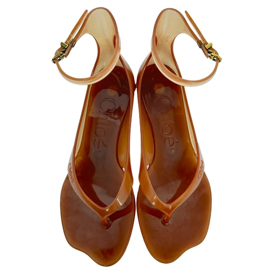 Chloé Zehentrenner-Sandalen mit Knöchelriemen aus braunem Gummi - Image 4