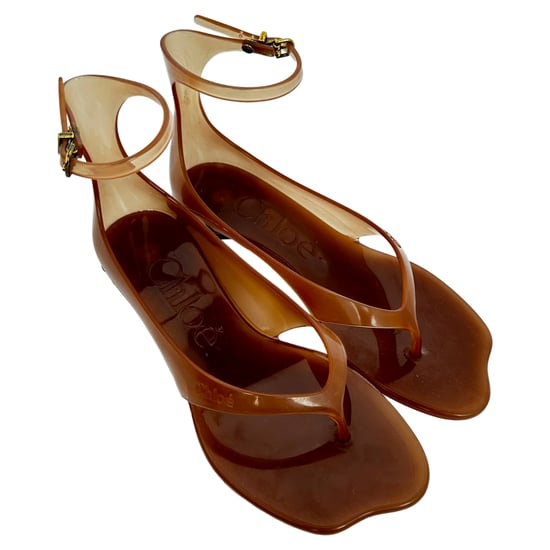 Chloé Zehentrenner-Sandalen mit Knöchelriemen aus braunem Gummi - Image 5
