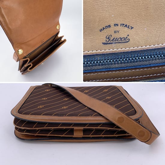 Gucci Vintage Schultertasche aus Stoff mit diagonalem Logo - Image 4