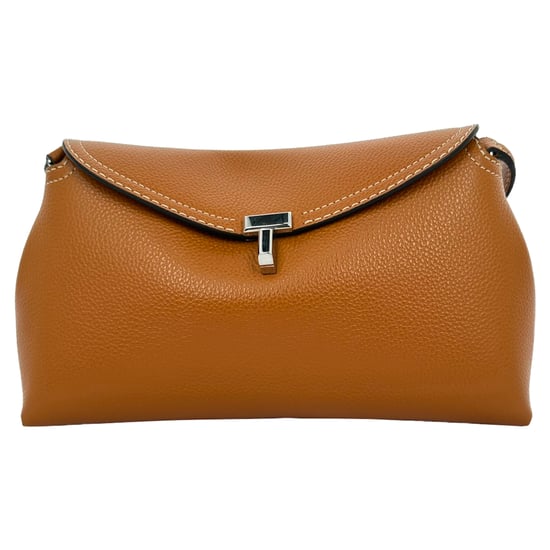 Totemé T-Lock Clutch aus genarbtem Leder in Hellbraun - Image 2