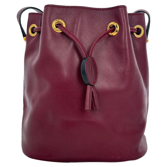 Cartier Must de Cartier Beuteltasche aus burgunderrotem Leder - Image 3