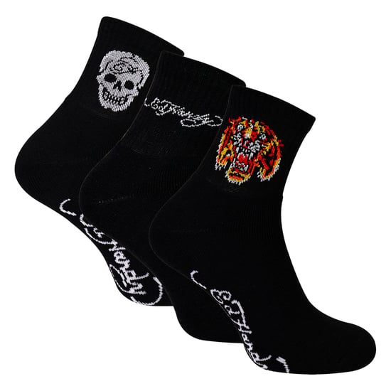 Ed Hardy 3er-Pack Herren Knöchelsocken, atmungsaktiv - Schwarz - Image 1