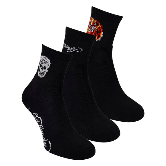 Ed Hardy 3er-Pack Herren Knöchelsocken, atmungsaktiv - Schwarz - Image 3
