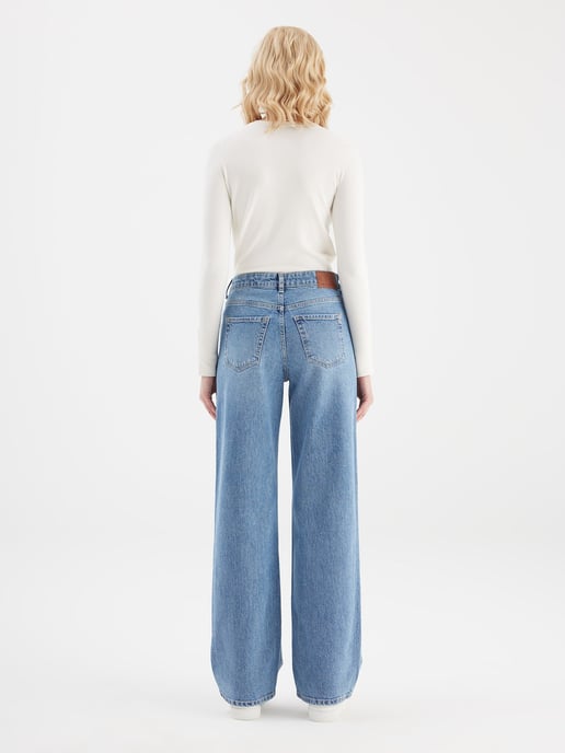 Cora Mid Waist Full Length 5 Pocket Jeans Medium Blue - Image 2