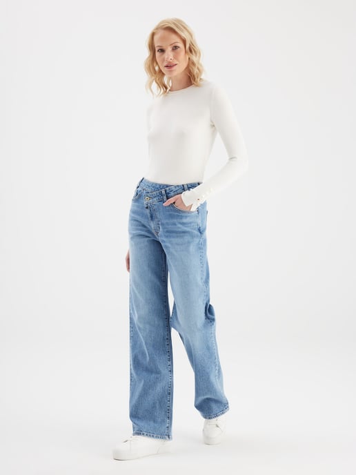 Cora Mid Waist Full Length 5 Pocket Jeans Medium Blue - Image 5