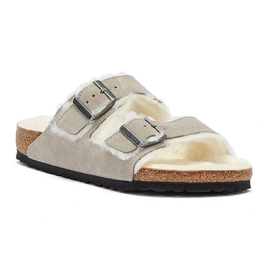 Birkenstock Arizona Shearling Stone Coin Sandals - Image 2