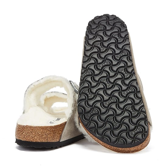 Birkenstock Arizona Shearling Stone Coin Sandals - Image 4