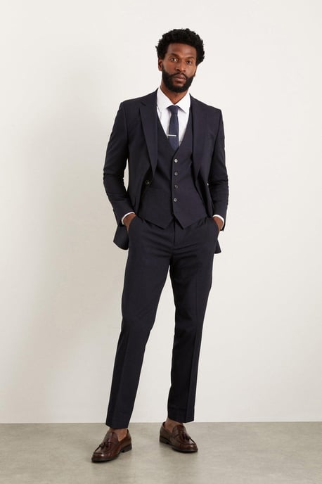 Slim Fit Navy Essential Waistcoat - Image 2