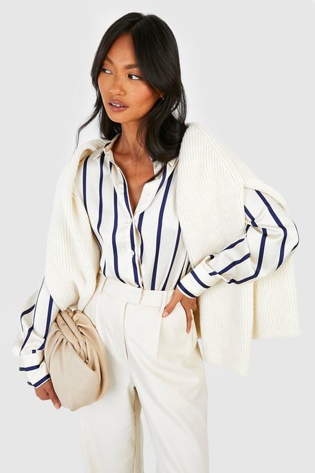 Fine Stripe Satin Shirt - Image 3