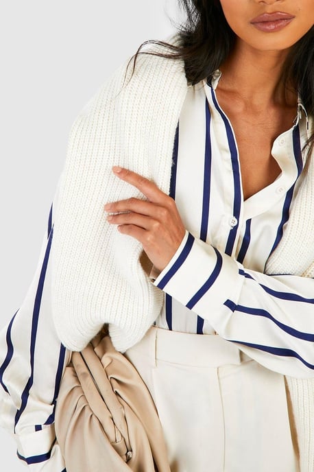 Fine Stripe Satin Shirt - Image 4