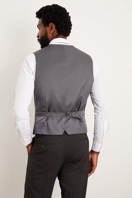 Tailored Fit Charcoal Essential Waistcoat - Image 3