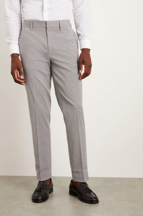 Slim Fit Light Grey Essential Suit Trousers - Image 2