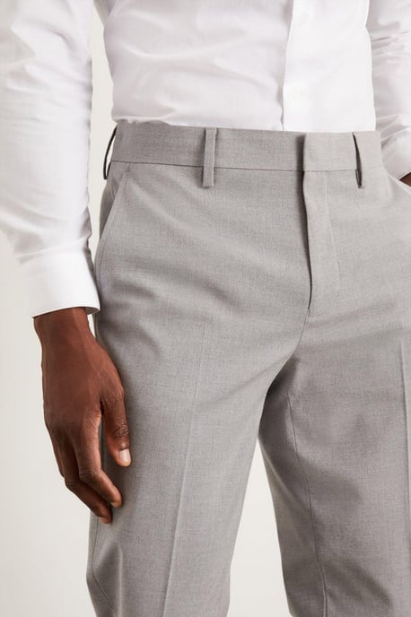 Slim Fit Light Grey Essential Suit Trousers - Image 5