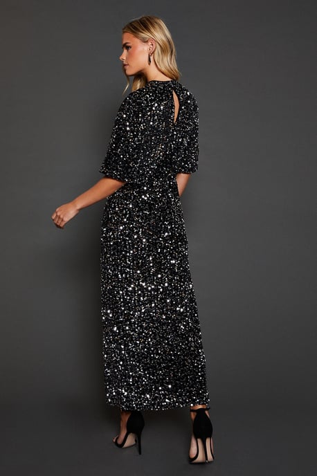 Petite Velvet Sequin Midi Dress - Image 3