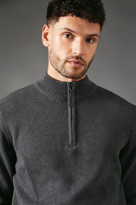 Premium Pure Cotton Half Zip Funnel Jumper - Image 4