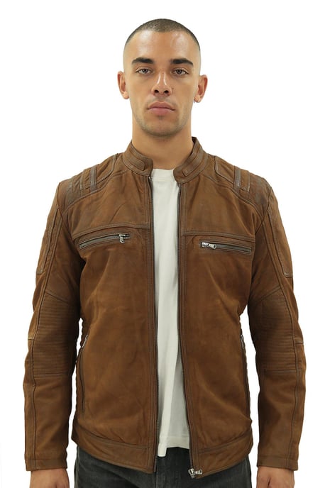 Herren-Racer-Bikerjacke aus Buff-Leder – Wien - Image 2