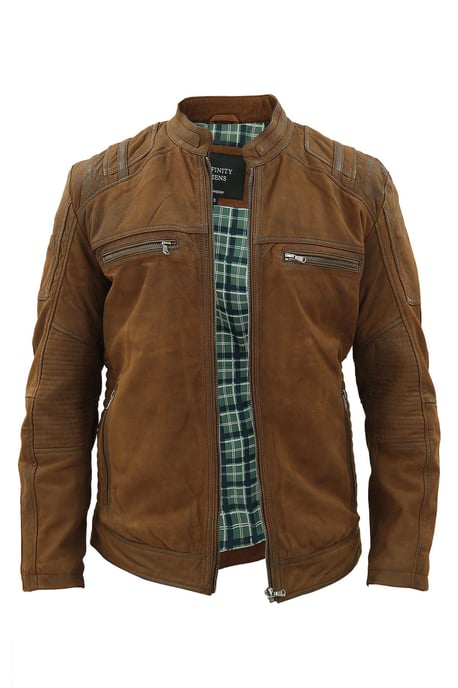 Herren-Racer-Bikerjacke aus Buff-Leder – Wien - Image 3