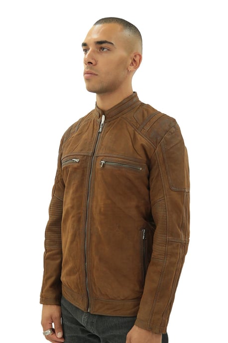 Herren-Racer-Bikerjacke aus Buff-Leder – Wien - Image 4
