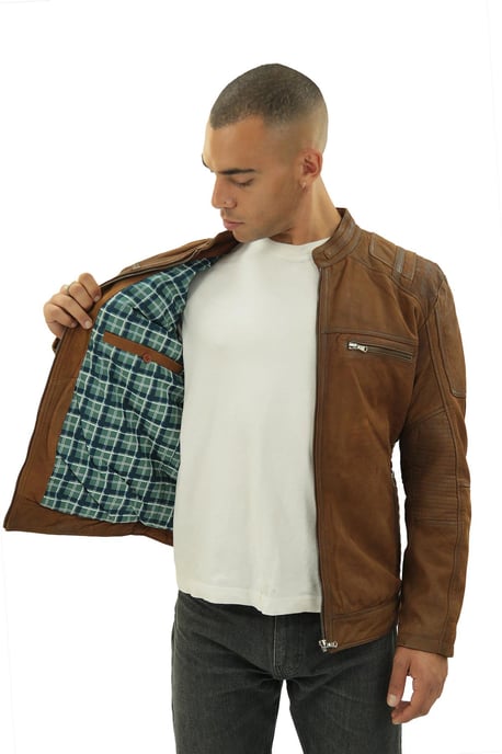 Herren-Racer-Bikerjacke aus Buff-Leder – Wien - Image 5