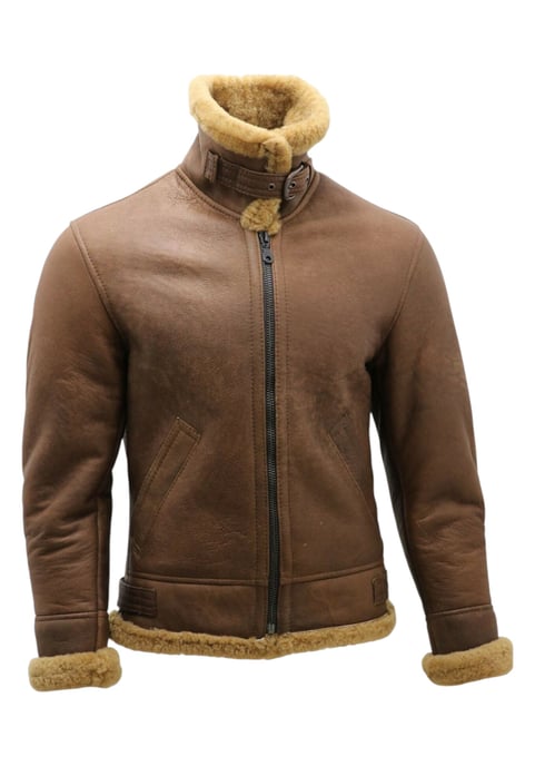 Herren Fliegerjacke aus Schaffellleder B3 WW2, Ingwerbraun, Houston - Image 6
