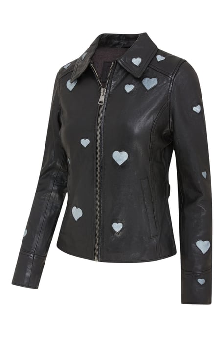Infinity Leather Damen Bikerjacke aus Leder mit Herz-Details – Malta - Schwarz - Image 4