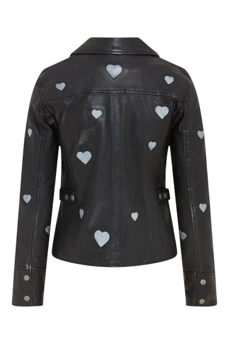 Infinity Leather Damen Bikerjacke aus Leder mit Herz-Details – Malta - Schwarz - Image 5