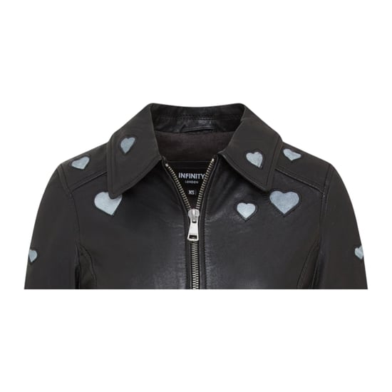 Infinity Leather Damen Bikerjacke aus Leder mit Herz-Details – Malta - Schwarz - Image 6