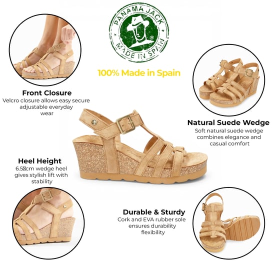 Panama Jack Damen Wedge-Heelbark Braune Wildledersandalen – Vero B1 - Image 2