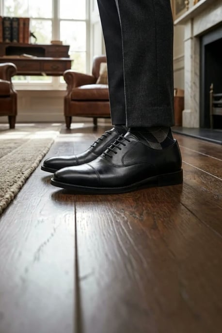 Herren Schwarze Cap-Toe Oxford Schnürschuhe - N103212 - Image 3