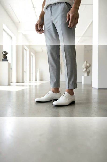 Herren Weiße Formelle Lack-PU-Leder Oxford-Schuhe - M64340 - Image 3