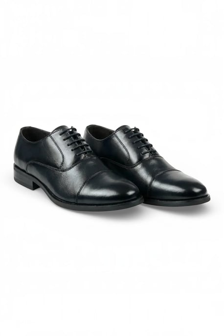 Herren Schwarze Lackleder Schnürschuhe mit Kappen - N103212 - Image 5