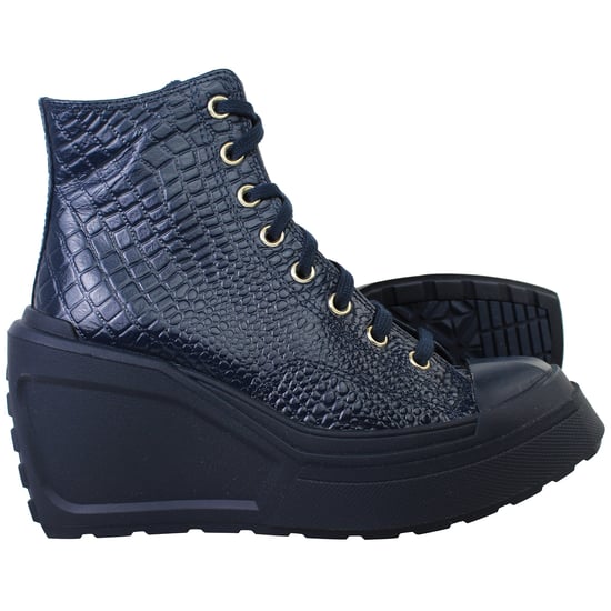 Converse Chuck 70 De Luxe Hi Damen Marineblaue Plateau-Wedges - Image 4