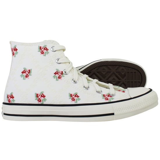 Converse Chuck Taylor All Star Vintage Stickerei Kinder Weiße Plimsolls - Image 4