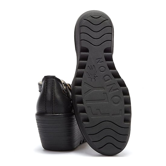 Fly London Yuna Womens Leder Keilsandalen - (Schwarz) - Image 4