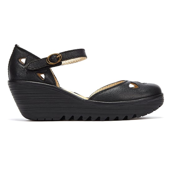 Fly London Yuna Womens Leder Keilsandalen - (Schwarz) - Image 5