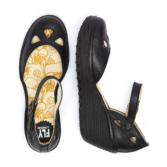 Fly London Yuna Womens Leder Keilsandalen - (Schwarz) - Image 6