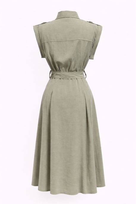 Texturiertes A-Linien-Midi-Hemdkleid mit Gürtel - Image 2