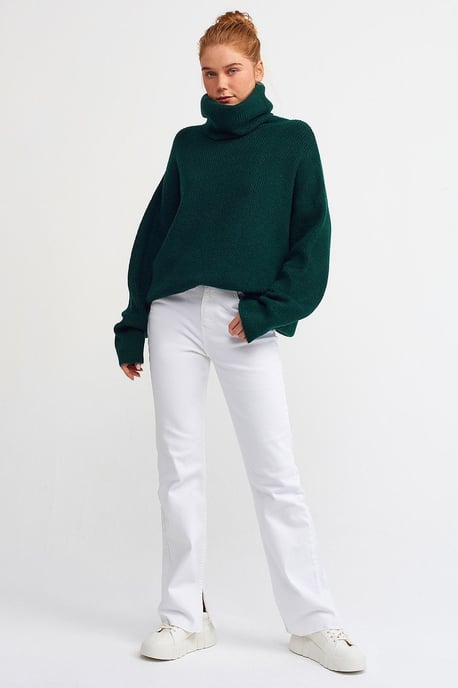 Übergroßer gerippter Rollkragenpullover - Image 1