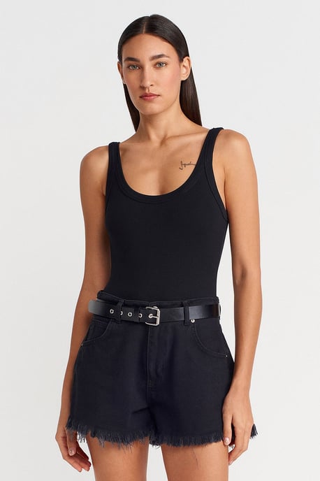 Ärmelloser gerippter Baumwollmischung Body - Image 1