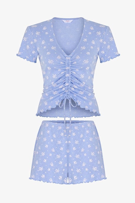 Coralie Pointel Knackiges Blumendesign Kurzarm Shorts Pyjama Set - Image 6
