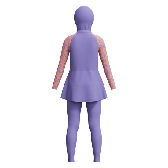 Speedo Dreiteiliger, bedeckender Langarm-Badeanzug für Mädchen (Violett/Orange) - Image 2