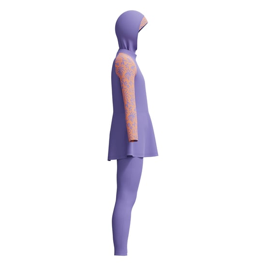 Speedo Dreiteiliger, bedeckender Langarm-Badeanzug für Mädchen (Violett/Orange) - Image 3