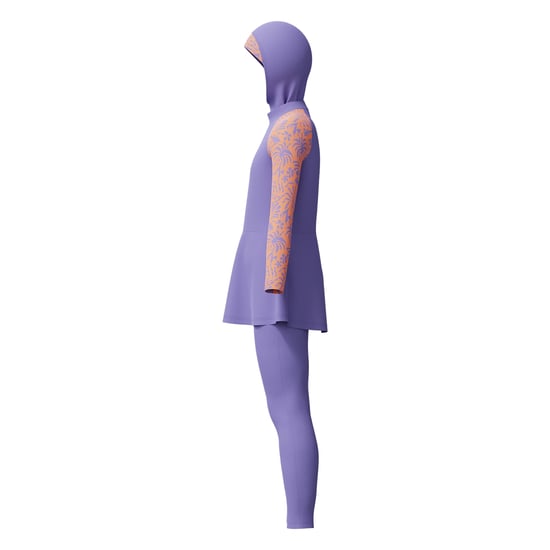 Speedo Dreiteiliger, bedeckender Langarm-Badeanzug für Mädchen (Violett/Orange) - Image 4