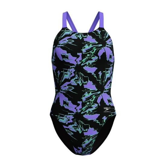 Speedo - Badeanzug für Damen, Leaderback (Schwarz/Violett) - Image 1