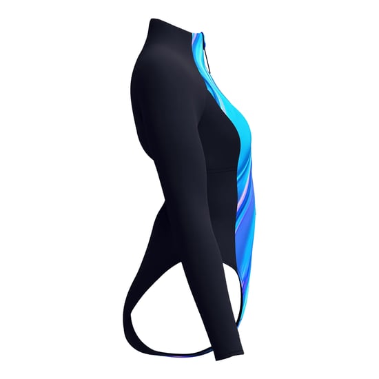 Speedo - Badeanzug für Damen, Mit Reißverschluss, Langärmlig (Schwarz/Blau) - Image 3
