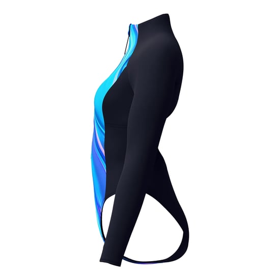Speedo - Badeanzug für Damen, Mit Reißverschluss, Langärmlig (Schwarz/Blau) - Image 4