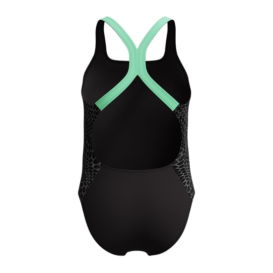 Speedo - Badeanzug für Mädchen, Halboffener Rücken (Schwarz/Grün) - Image 2