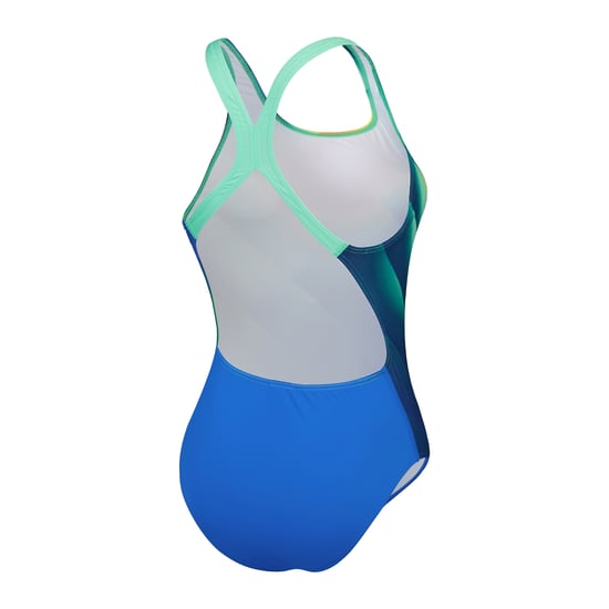 Speedo - "Placement" Badeanzug für Damen, Halboffener Rücken (Blau/Grün/Gelb) - Image 2