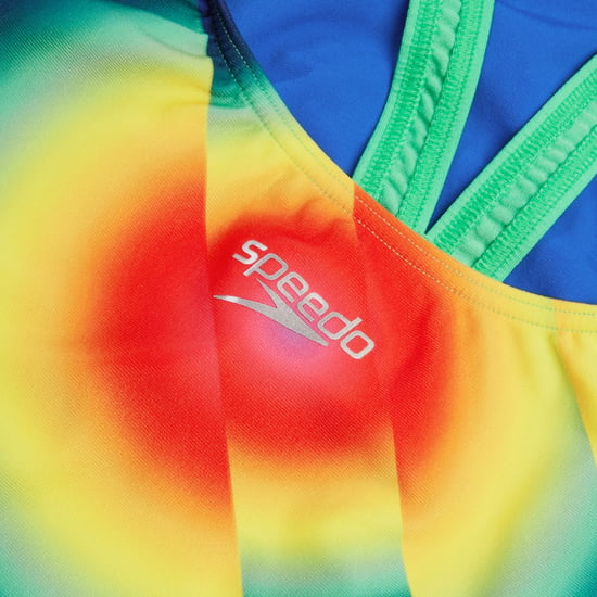 Speedo - "Placement" Badeanzug für Damen, Halboffener Rücken (Blau/Grün/Gelb) - Image 3